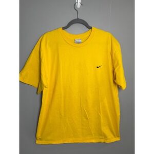 Nike Mens XL Yellow Short Sleeve Embroidered Swoosh T-Shirt Cotton RN56323